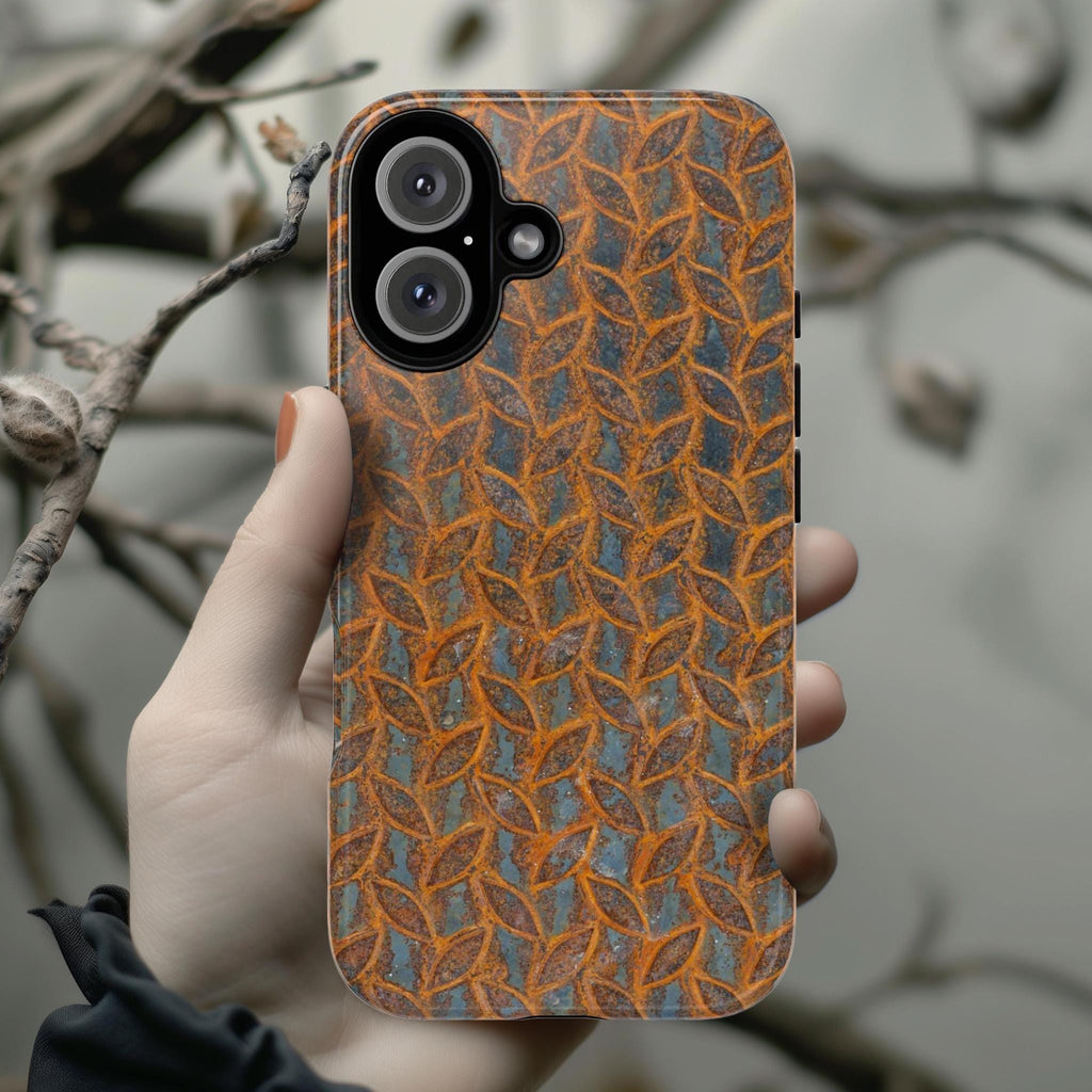 Metal Effect Phone Case, Rusty Metal Phone Cover, Abstract Metal Texture Case for iPhone 15 14 13 Pro Max Magsafe, Samsung S25, 0069