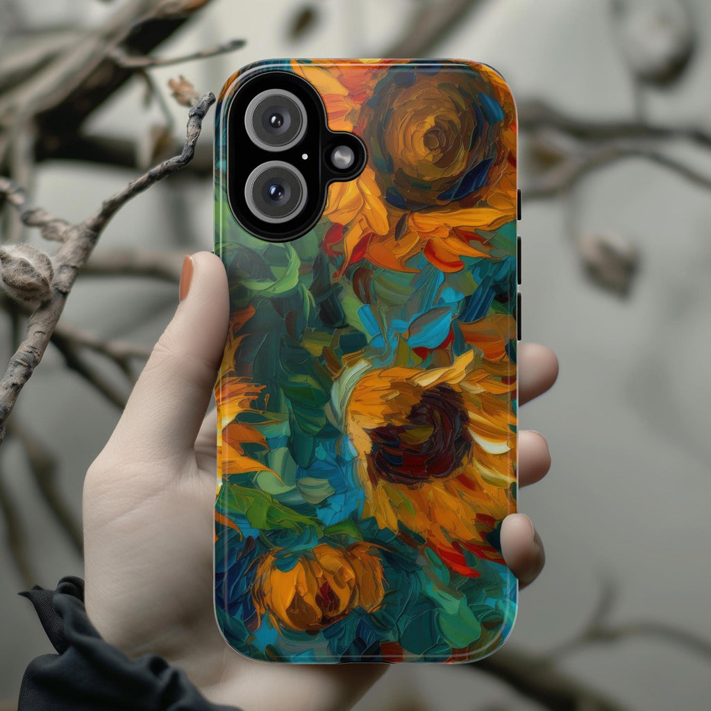 Van Gogh Sunflowers Phone Case, Floral Fine Art Cell Phone, Artistic Cover for iPhone 15 14 13 Magsafe Pro Max Plus, Samsung S25, 0056