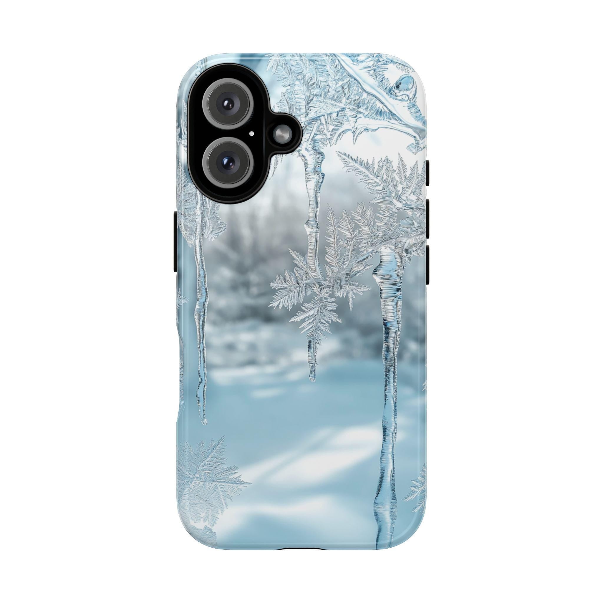 Snowy WinterLandscape with Icicles Phone Case | Aesthetic Holiday Design for iPhone 16 Pro Max 15 14 13 Plus Mag Safe, Galaxy 25, 420.6