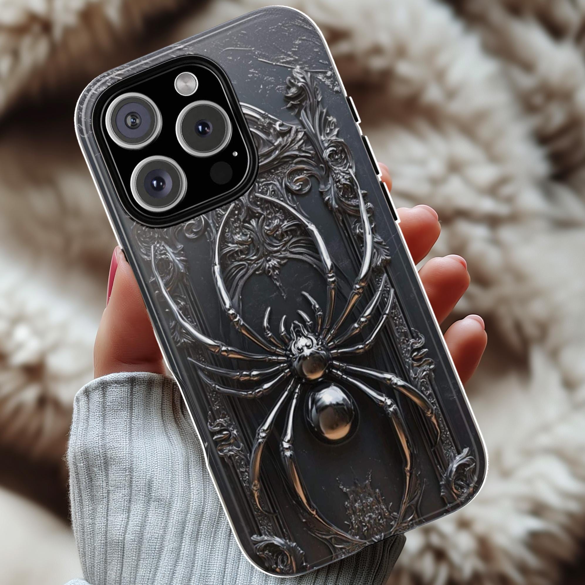 3D Dark Gothic Fantasy Spider Phone Case, Mystical Aesthetic Phone Cover for iPhone 16 15 14 13 Pro Magsafe Samsung Galaxy S24, 465.1