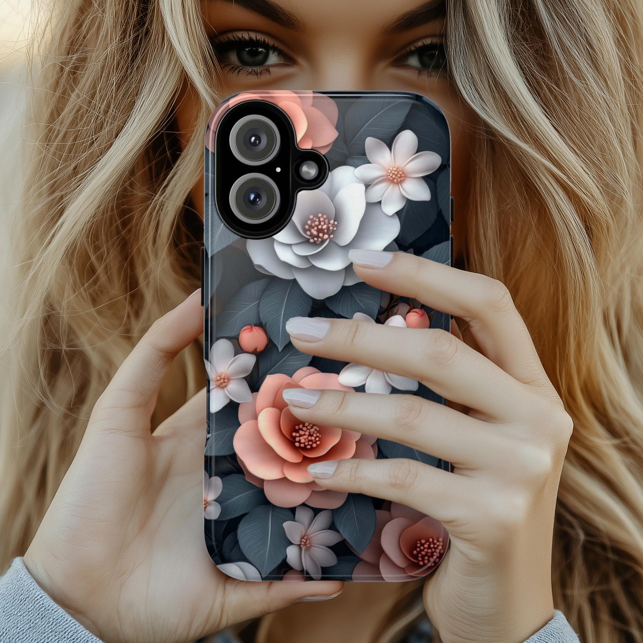 3D effect Floral Phone Case, Flower Design Protective Cover, Botanical Art Case for Nature Lovers iPhone Tough or Magsafe, Samsung, 439.42