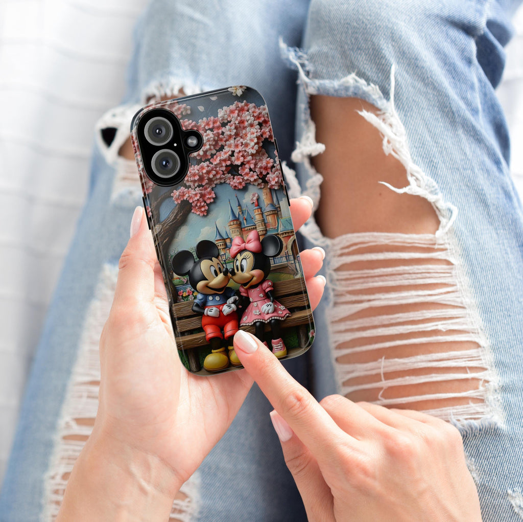 Japanese Cherry Blossom Mickey Minnie Phone Case, 3D Tokyo Disneyland Phone Cover for iPhone 16, 15, 14 Tough or Magsafe, Samsung, 442.45