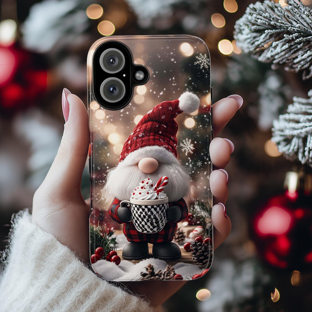 Cozy Xmas Holiday Gnome Phone Case, Christmas Gnome & Winter Festive Holly Magsafe Case for iPhone 15 14 13 12 Pro Max, Samsung S24, 427.6