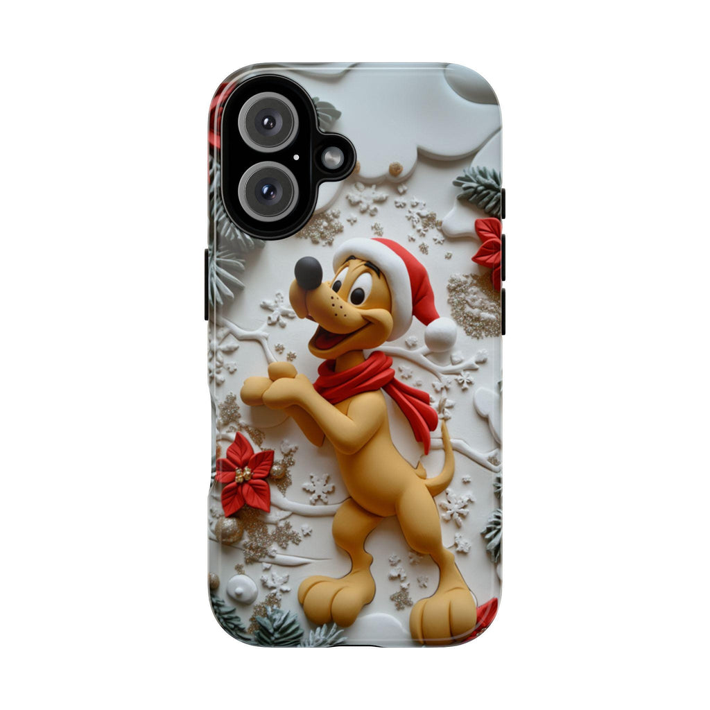Xmas Disney 3D Phone Case, Cartoon Santa Pluto Dog Case, Disney Christmas Snowy Forest Case for iPhone 16 15 Magsafe, Samsung S24, 442.21