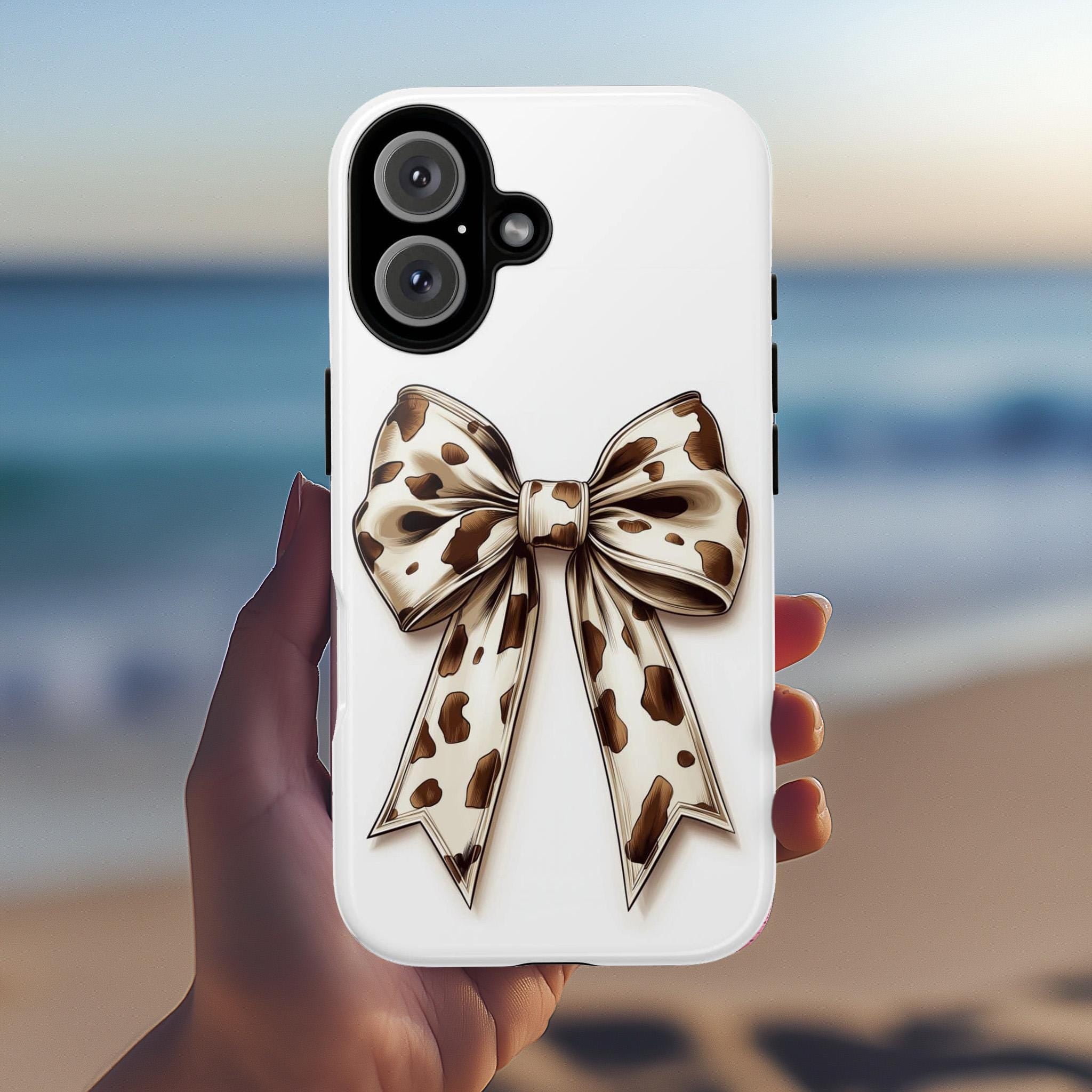 Coquette Cow Bow Phone Case, Cute Country Bow Phone Case, Wester Cowgirl Bow Case for iPhone 16 15 14 13 Magsafe, Samsung S24, 458.1