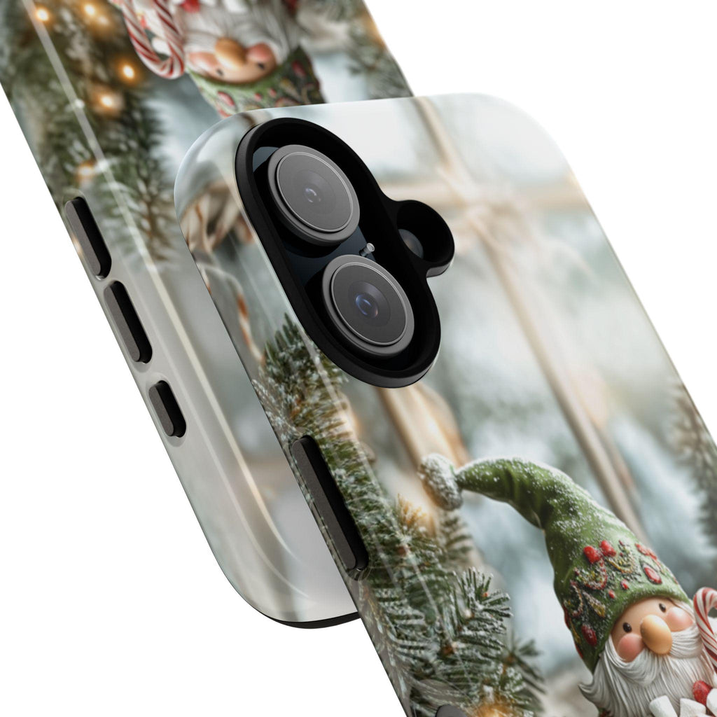 Cozy Festive Holiday Gnome Phone Case, 3D Christmas Gnome & Holly Design for iPhone 15 14 13 12 Pro Max Plus / Samsung S25, 427.1