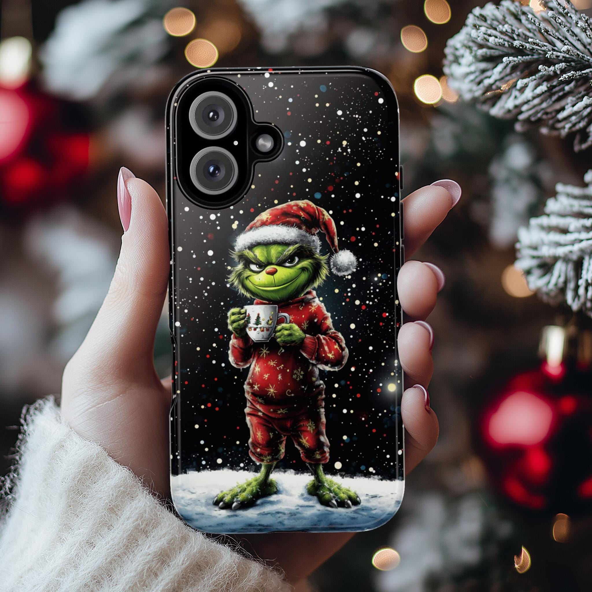 Christmas Grinch Phone Case, Green Xmas Holiday Gift Case, Festive Christmas MagSafe for iPhone 16 15 14 13 Pro Max Plus, Samsung S25, 431.2