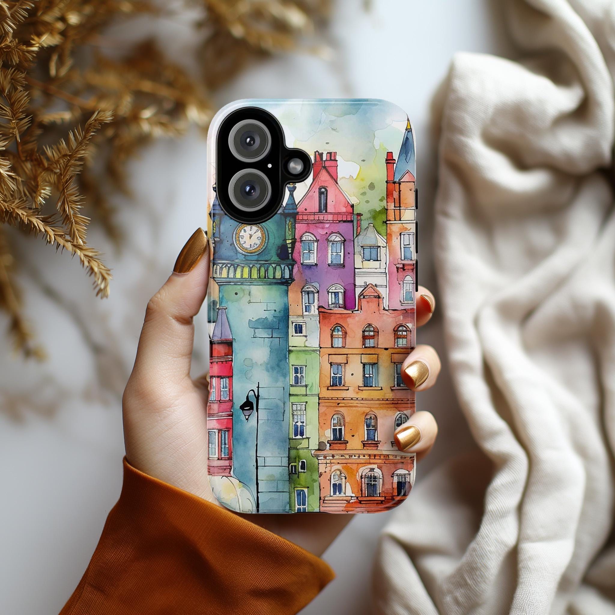 London Building Phone Case, London Colorful Phone Case, English City Phone Cover for iPhone 16 15 14 13 Pro Max Plus/Samsung S25, 187.2