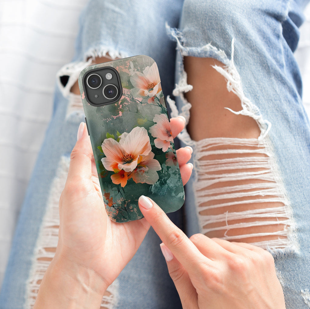 Fine Art Paint Floral Phone Case, Aesthetic Phone Case, Mother's Day Cover for iPhone  16 15 14 13 12 11 Pro Max Plus Samsung Galaxy S23 S22