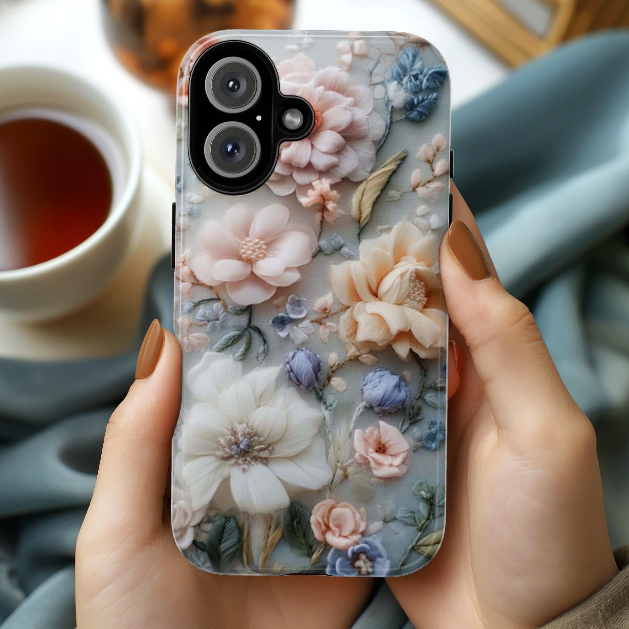 Spring Floral Art Phone Case, Pastel Bloom 3D Design, Floral Garden Case for iPhone 16 15 14 13 Pro Max Plus Magsafe, Samsung S24, 439.43