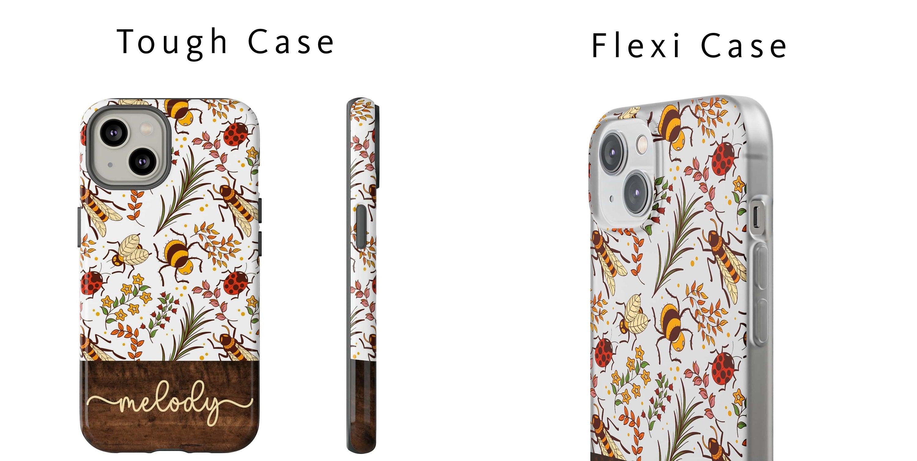 Honeycomb Bee Phone Case, Beetle iPhone Case, Ladybird Botanical Cover for iPhone 16 15 Pro Max 14 13 12 Samsung Galaxy S23 S22 Google Pixel
