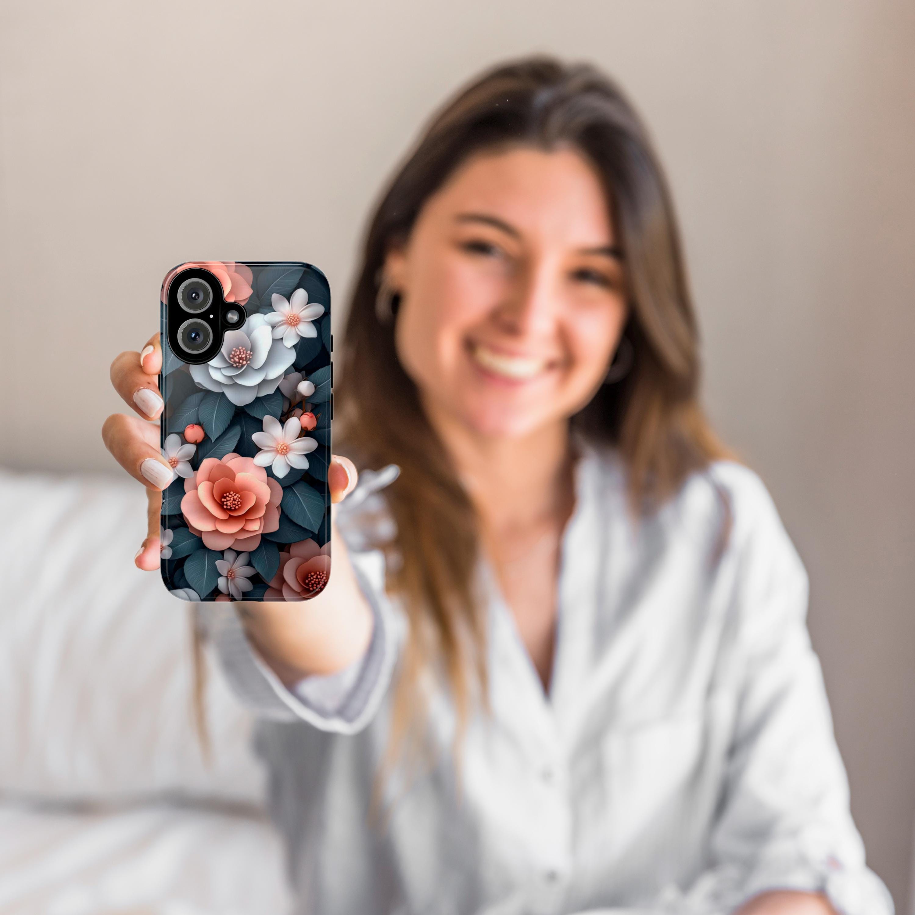3D effect Floral Phone Case, Flower Design Protective Cover, Botanical Art Case for Nature Lovers iPhone Tough or Magsafe, Samsung, 439.42