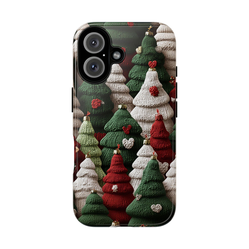 Christmas Tree Red Green White Phone case Knitted effect - Winte Holiday Phone cover for iPhone 16 15 14 13 Magsafe Plus, Samsung S24, 443.1