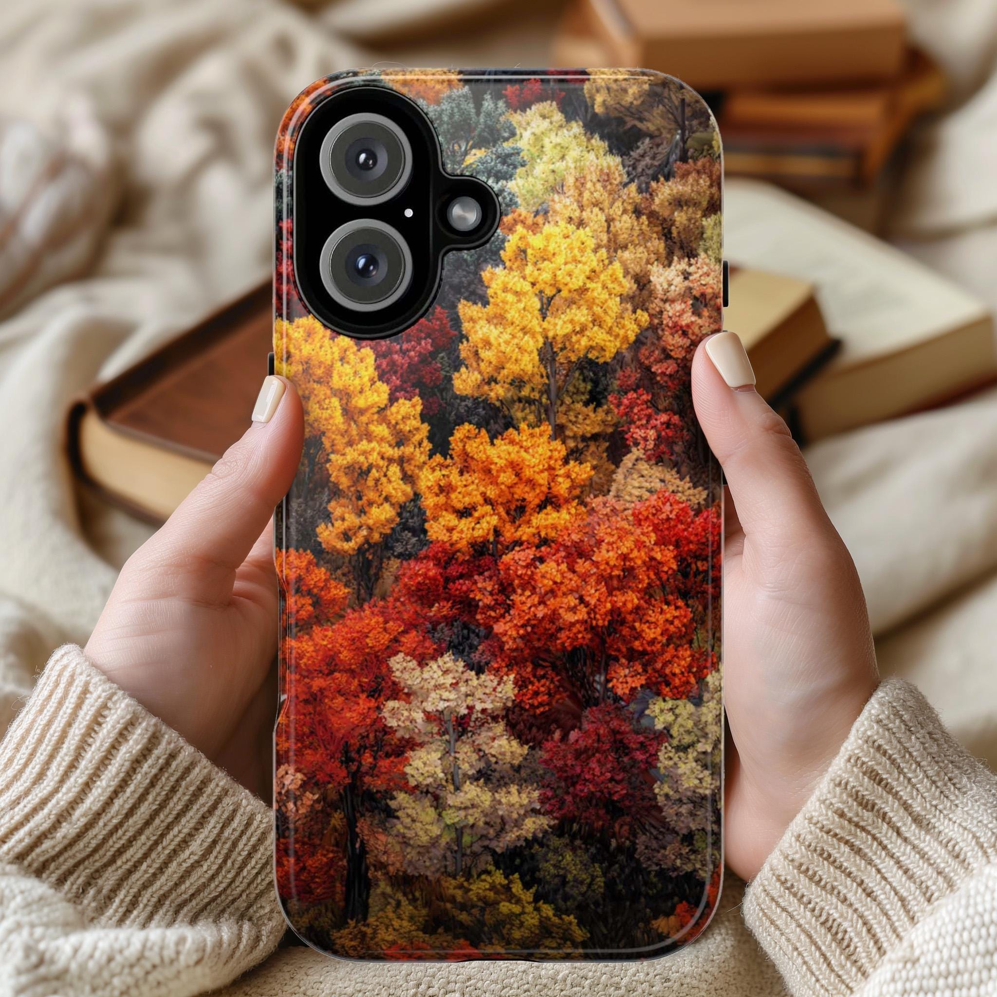 Colorful Forest Phone Case, Vibrant Trees Art Cover, Botanical Lover Gift Phone Case for iPhone 16 15 14 Magsafe, Samsung S25, 459.5