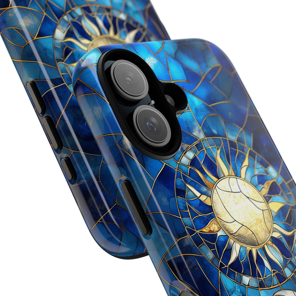 Celestial Moon & Sun Stained Glass Phone Case | Aesthetic Mystic Design for iPhone 16 Pro Max 15 14 13 Plus Mag Safe, Samsung S24 Ultra S23