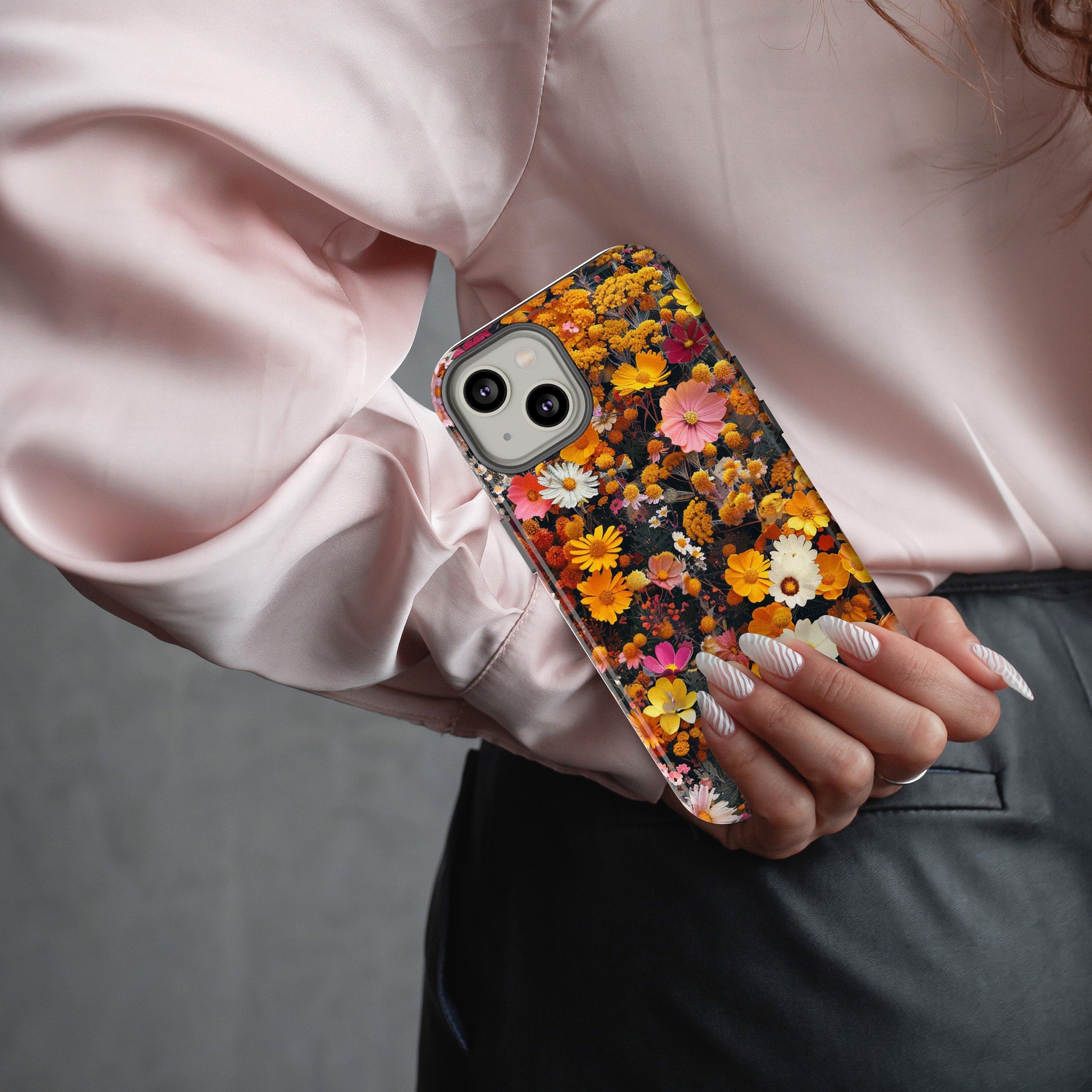 Wild Floral Cottagecore Style Phone Case Flowers Phone Cover for iPhone 16 15 14 13 12 11 XR Pro Max Plus/Samsung Galaxy, Mothers Day Gift
