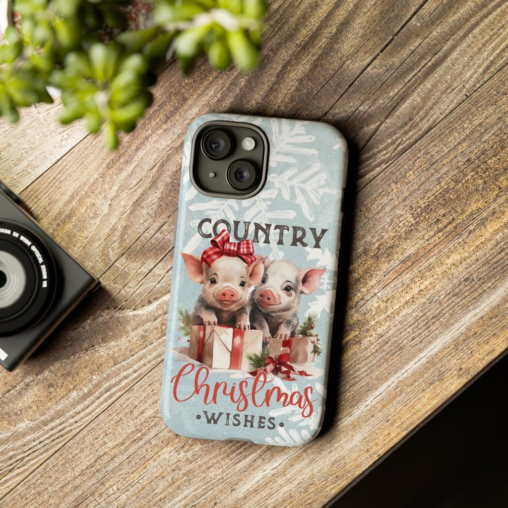 Xmas Country Pig Phone Case, New Year Pig Christmas Phone Case, Fortune Pig Cover for iPhone 16 15 14 Pro Max Plus/Samsung Galaxy 0190