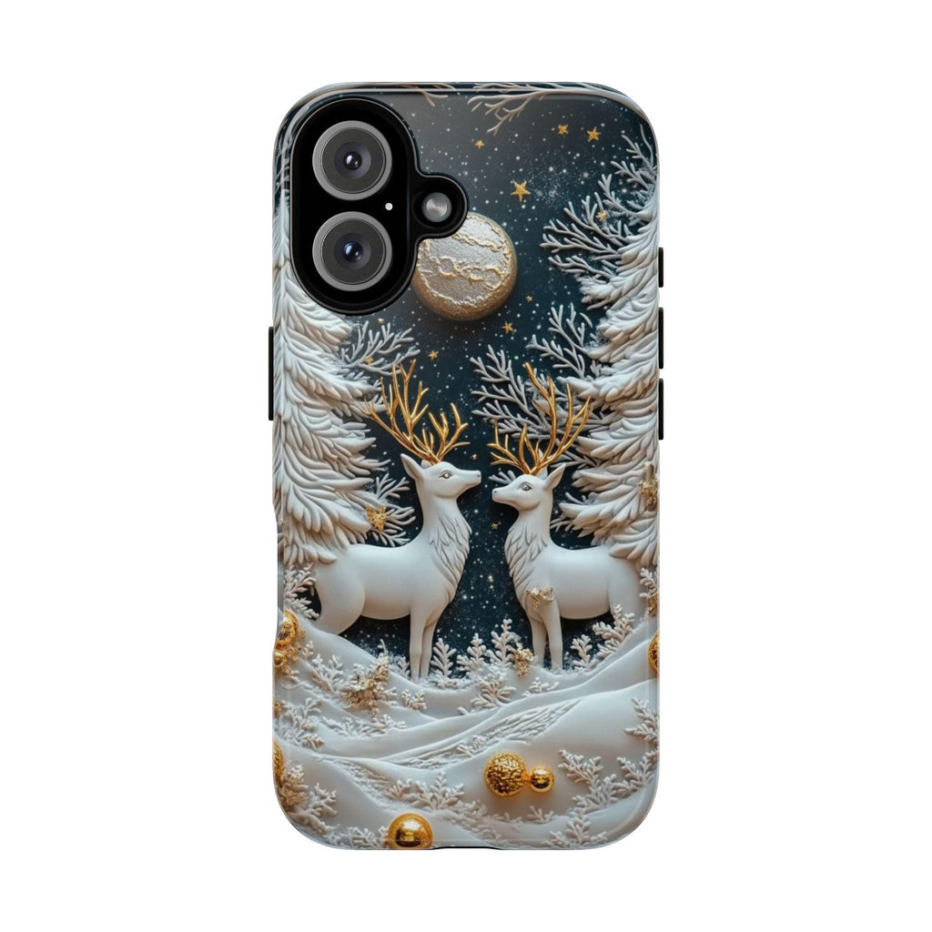 Winter Forest Reindeer Phone Case, Snowy Christmas Deer MagSafe for iPhone 16 15 14 13 12 Pro Max Plus, Samsung S24 Ultra, Pixel 8, 433.19
