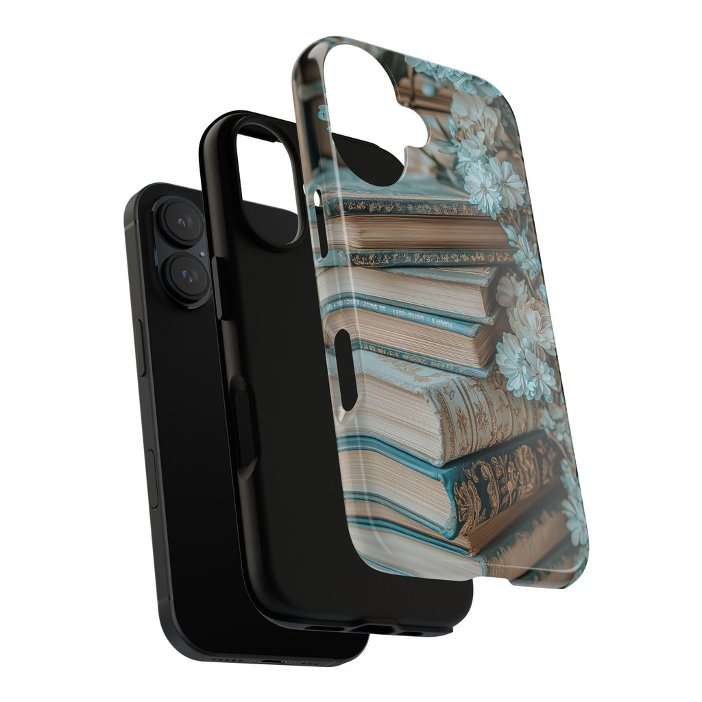 Rustic Book Lover's Phone Case, 3D Floral Book Spine Design, Gothic Books Phone Case for iPhone 16,15 Magsafe, Samsung Galaxy, Pixel, 423.12