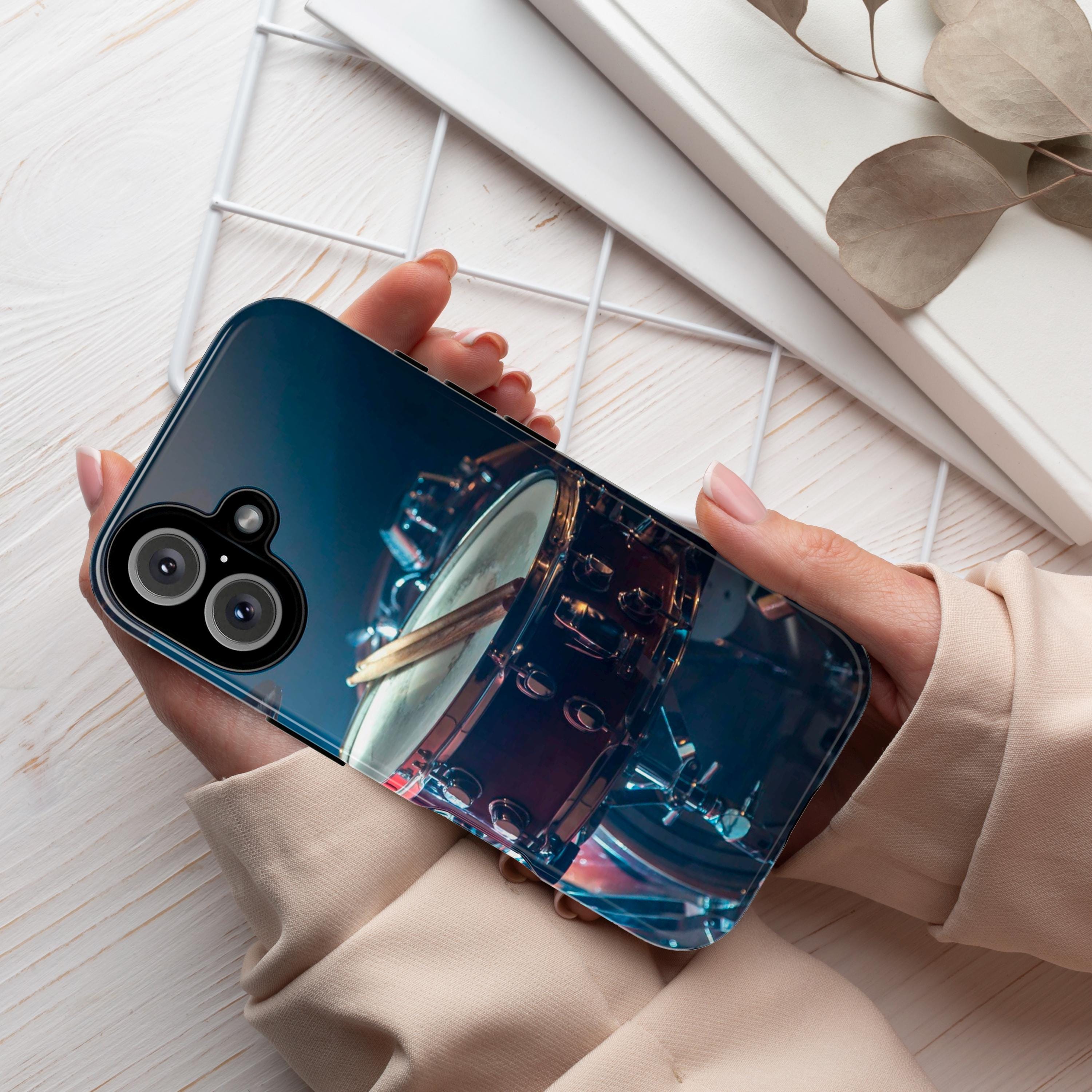 Music Lovers Phone Case, Drum Lover iPhone Case, Instruments Ethnic Drum Phone Cover for iPhone 13 15 14 13 Magsafe, Galaxy S25, 170.1