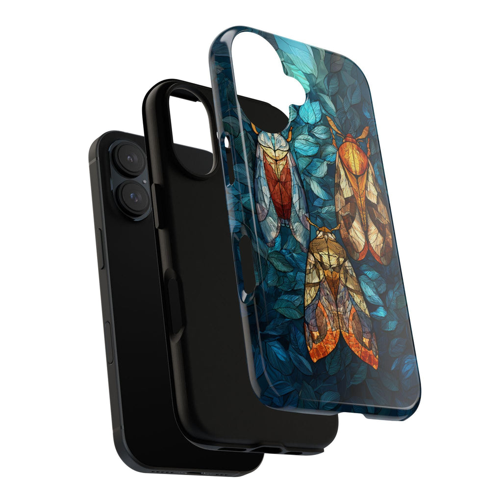 Mystical Night Insect Phone Case with Stained Glass Effect, Magical Bug Design, Artistic Protective Cover for iPhone & Samsung, 478.4