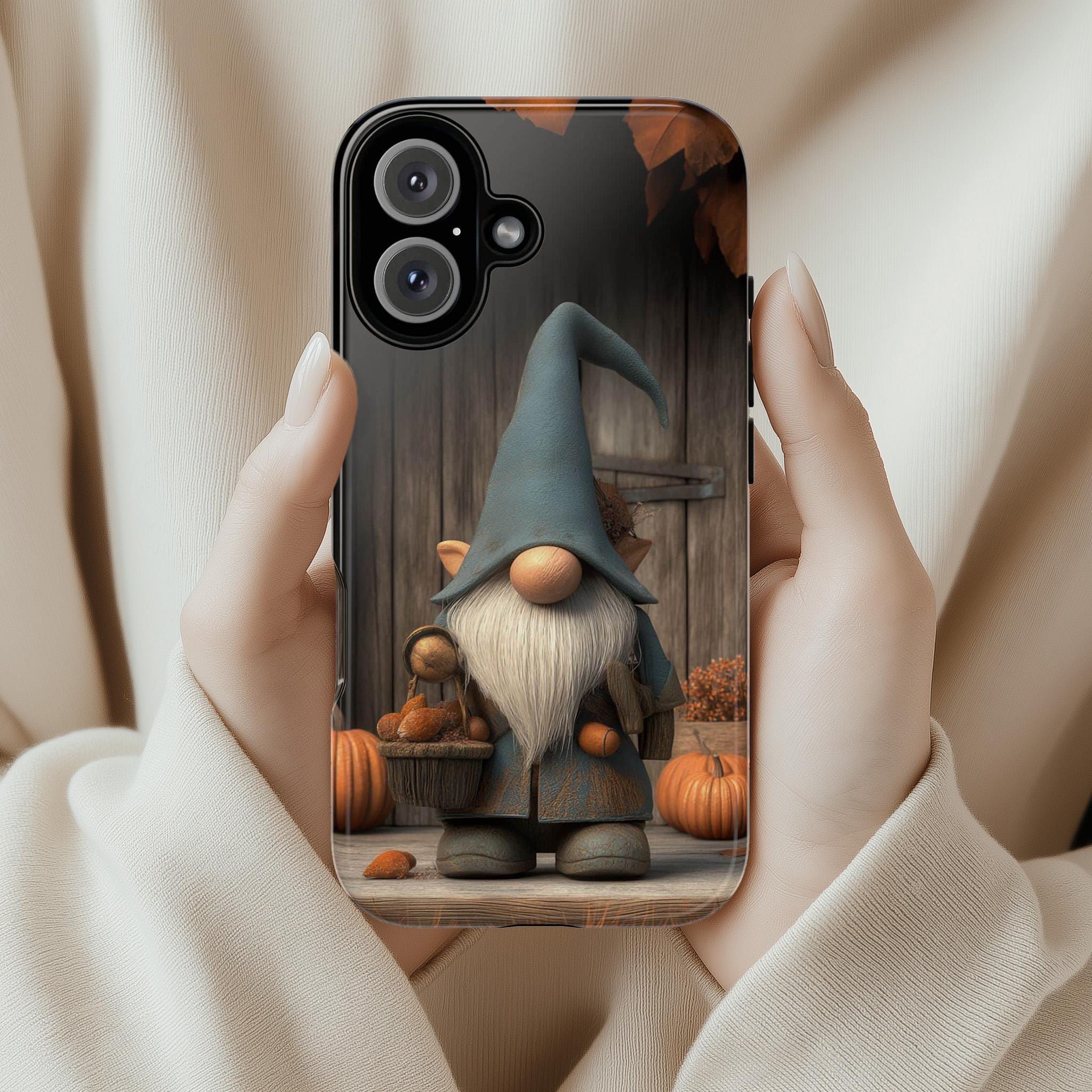 Cute Gnome Autumn Phone Case, Cozy Fall Pumpkins Design, Autumn Vibes Cover for iPhone 17 16 Tough or Magsafe, Samsung, 480.2