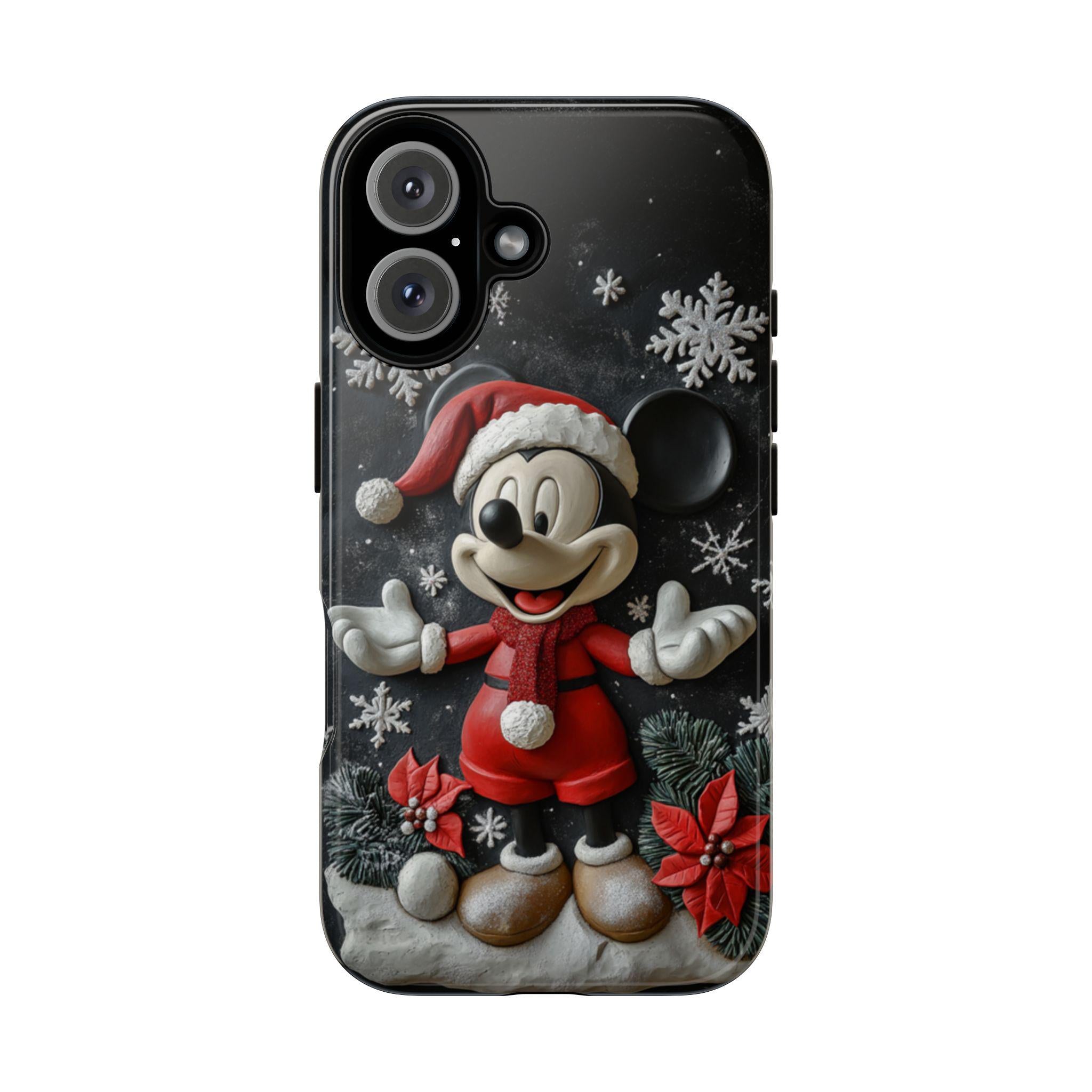 Xmas Mickey Mouse 3D effect Phone Case, Cartoon Design, Mickey Christmas Tree Phone Case for iPhone 16 15 Magsafe, Samsung S24, 442.24