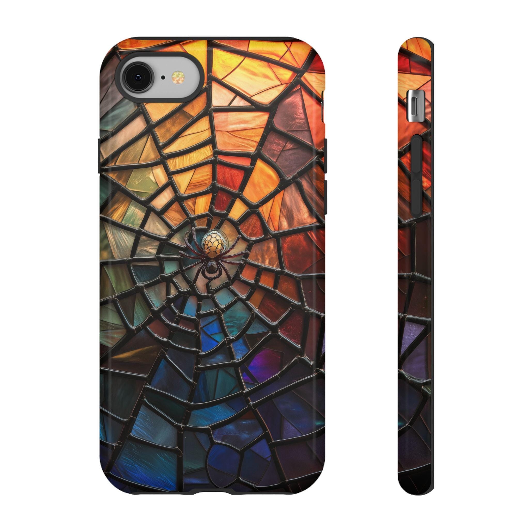 Halloween Phone Case Spiderweb Faux Stained Glass Spooky Cobweb Phone Cover for iPhone 16 15 14 13 12 Pro Max Plus/Samsung Galaxy, Best Gift