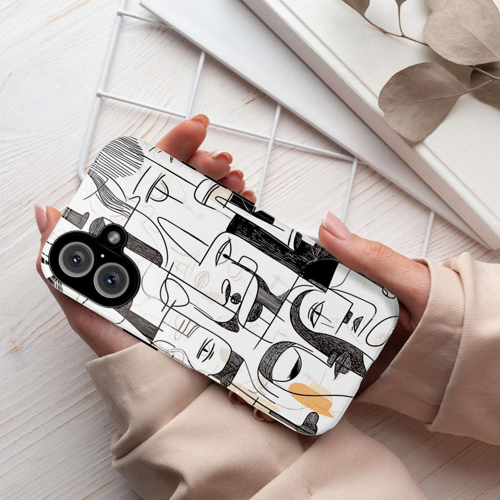 Minimalist Abstract Cubist Phone Case, Picasso-Inspired Art Cover, Modern Artistic Line Art Case for iPhone 16, Samsung S25, Pixel 9, 474.1