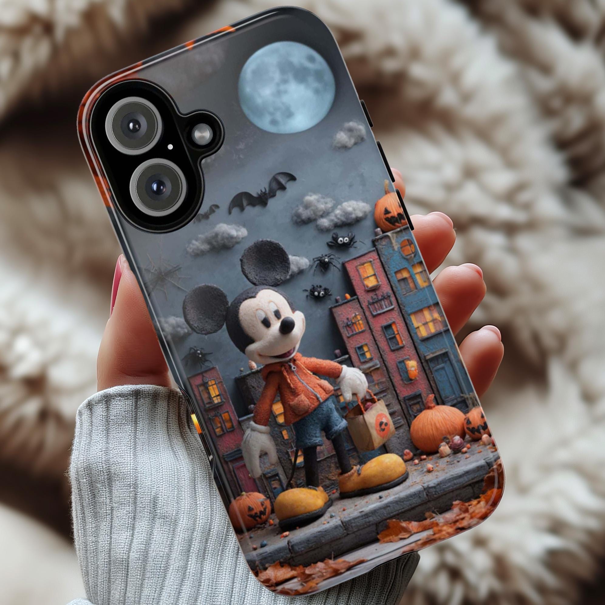 Mickey Mouse Halloween Phone Case, Trick or Treat Candy Design, Spooky Disney Cover for iPhone 17 16 Tough or Magsafe, Samsung, 442.59