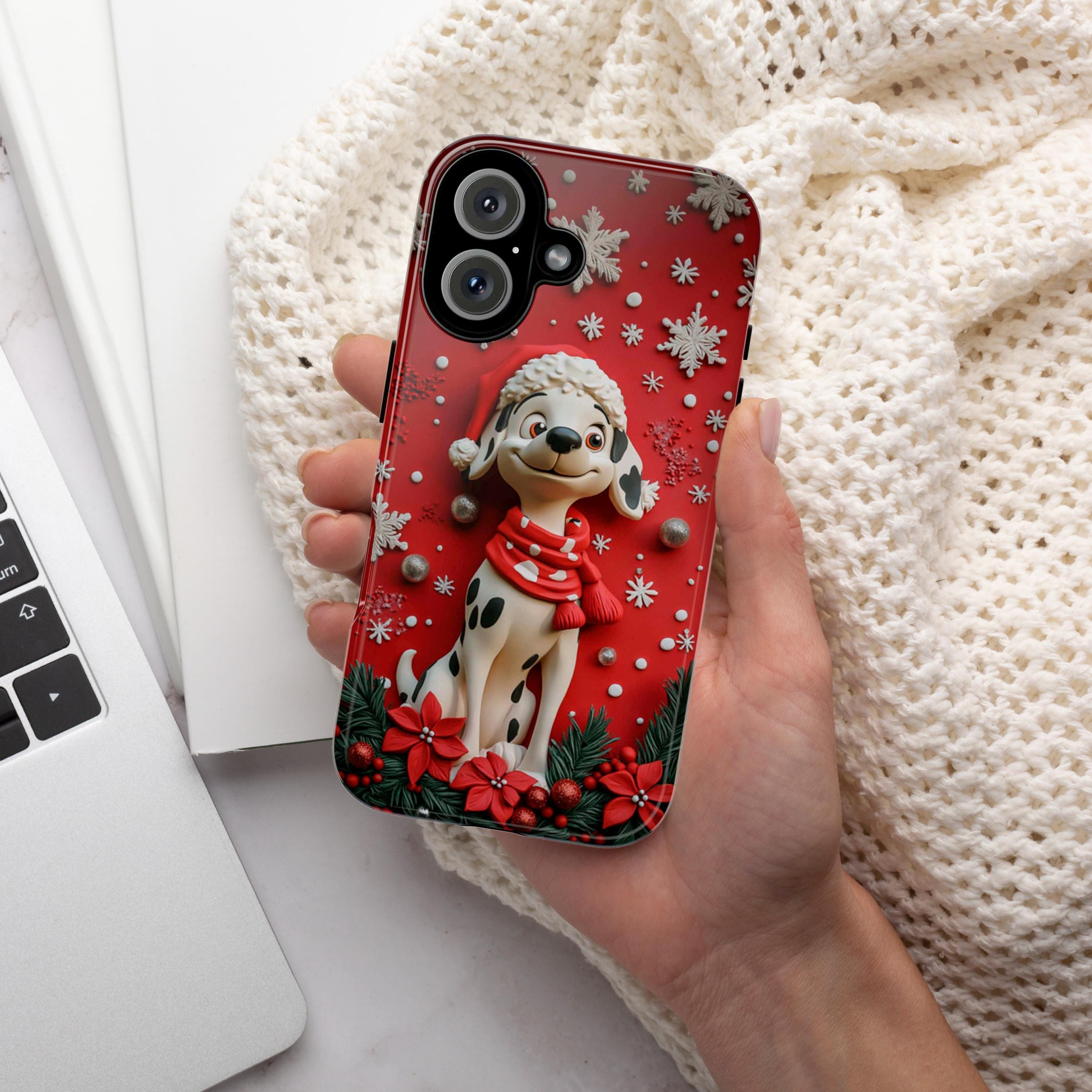 Dalmatian Dog Cartoon Movie Phone Case, Disney Dalmatian 3D Phone Case, Santa Case for iPhone 16 15 Magsafe, Samsung S24, 442.26
