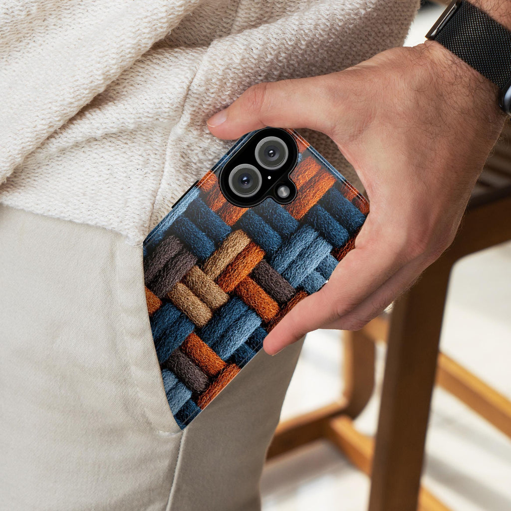 Wool Felted Autumn Phone Case | Cozy Warm Wool Texture Fall Pattern Design for iPhone 17 16 15 Tough or Magsafe, Samsung, 452.17
