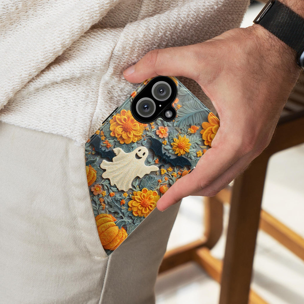 Halloween Ghost Pumpkin Phone Case | Cute Autumn Fall Seasonal Design | Spooky Cozy for iPhone 17 16 15 Tough or Magsafe, Samsung, 475.31