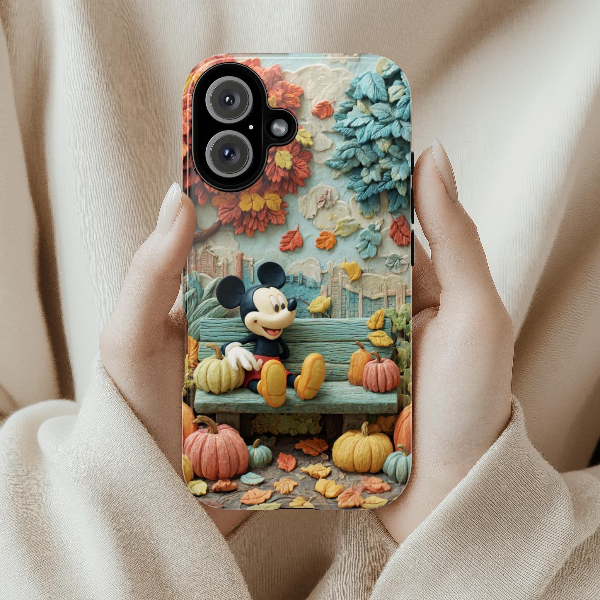 Mickey Mouse in the Fall City Phone Case, Cozy Autumn Leaves & Pumpkins Cover for iPhone 17 16 Tough or Magsafe, Samsung, 442.57