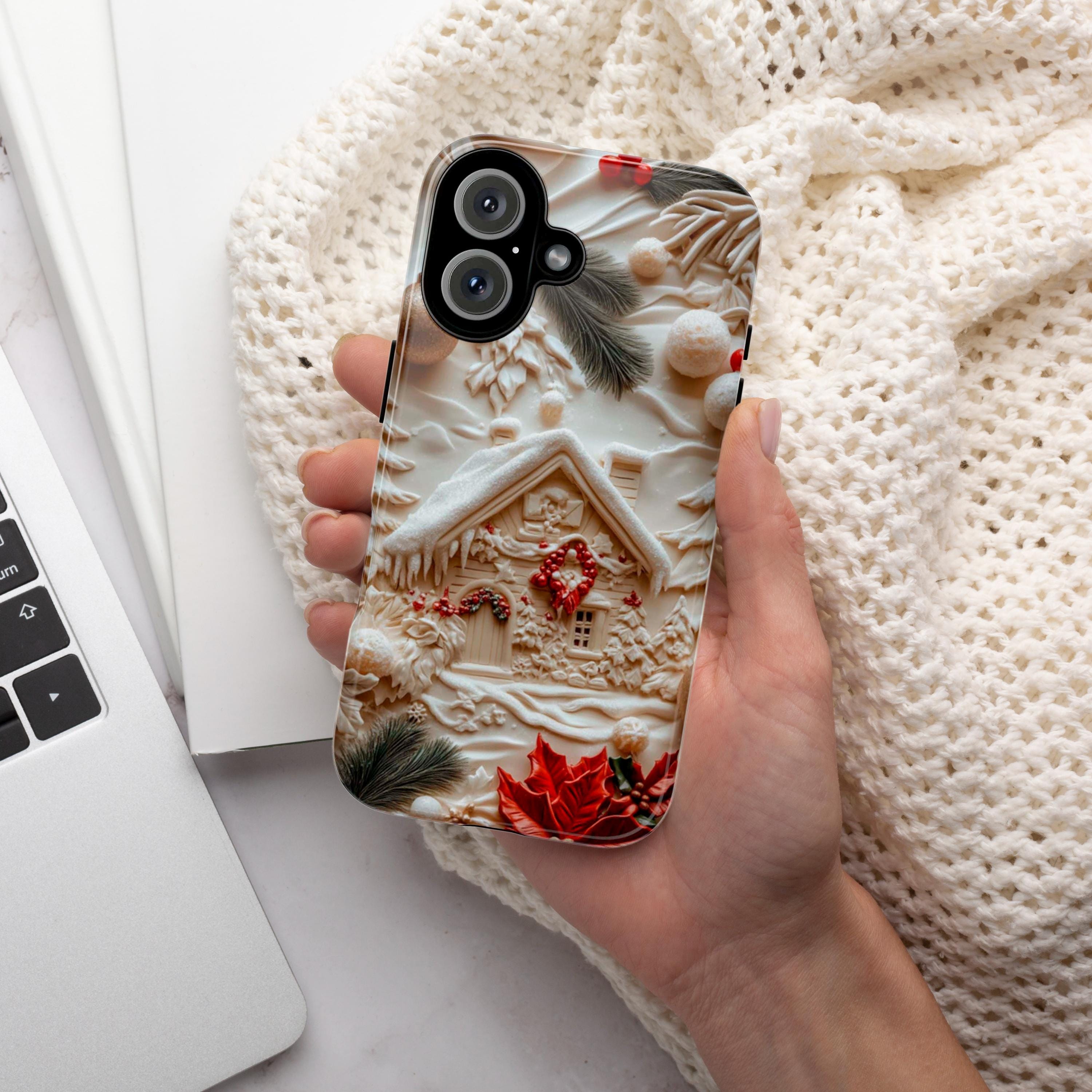 Winter Wonderland Phone Case, 3D Christmas House Holiday MagSafe for iPhone 16 15 14 13 12 Pro Max Plus, Samsung S24 Ultra, Pixel 8, 433.8