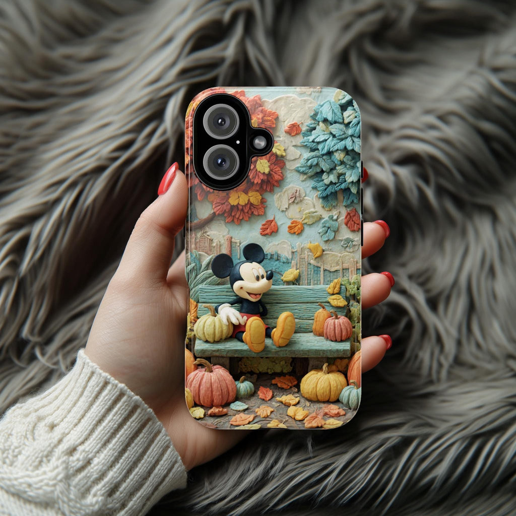 Mickey Mouse in the Fall City Phone Case, Cozy Autumn Leaves & Pumpkins Cover for iPhone 17 16 Tough or Magsafe, Samsung, 442.57