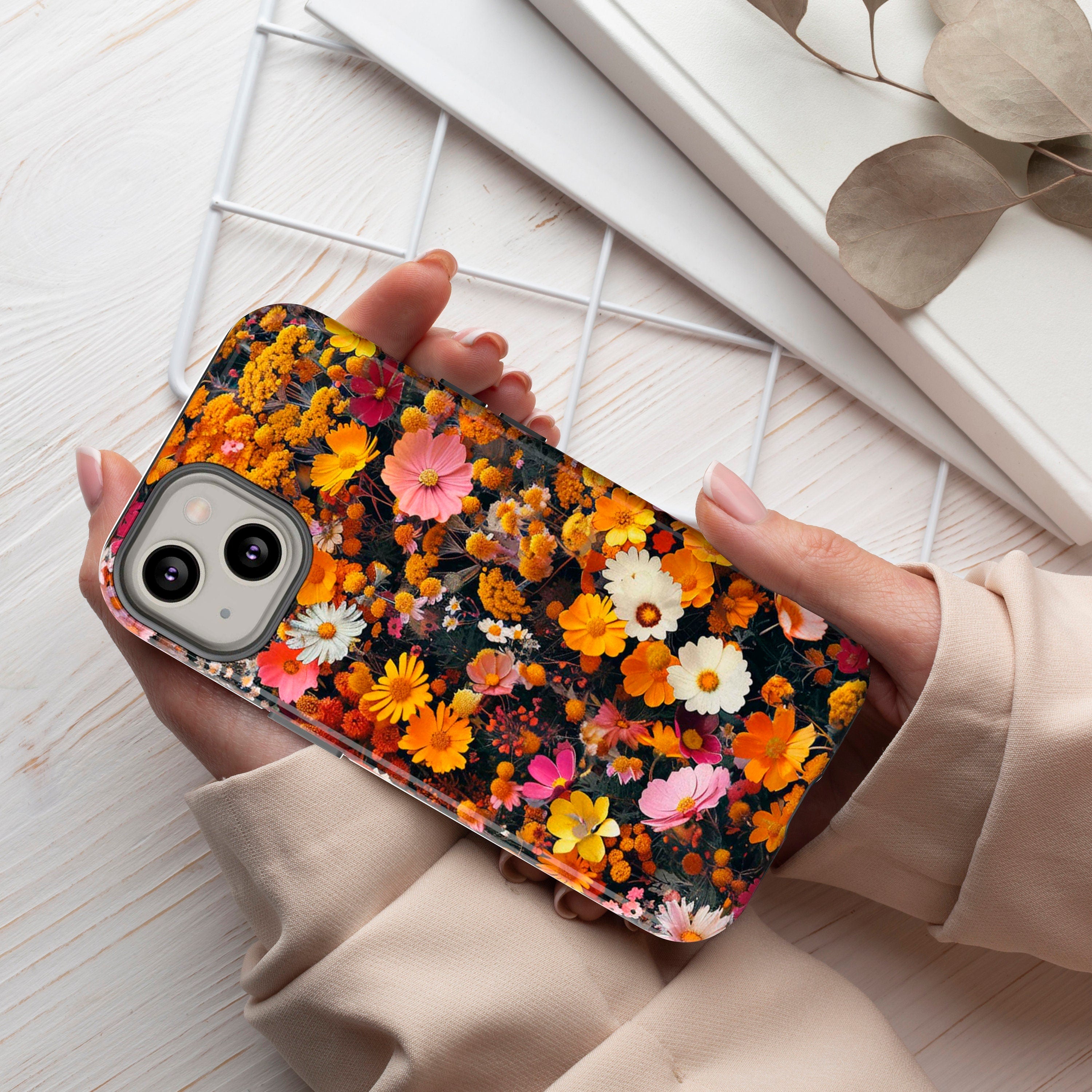 Wild Floral Cottagecore Style Phone Case Flowers Phone Cover for iPhone 16 15 14 13 12 11 XR Pro Max Plus/Samsung Galaxy, Mothers Day Gift