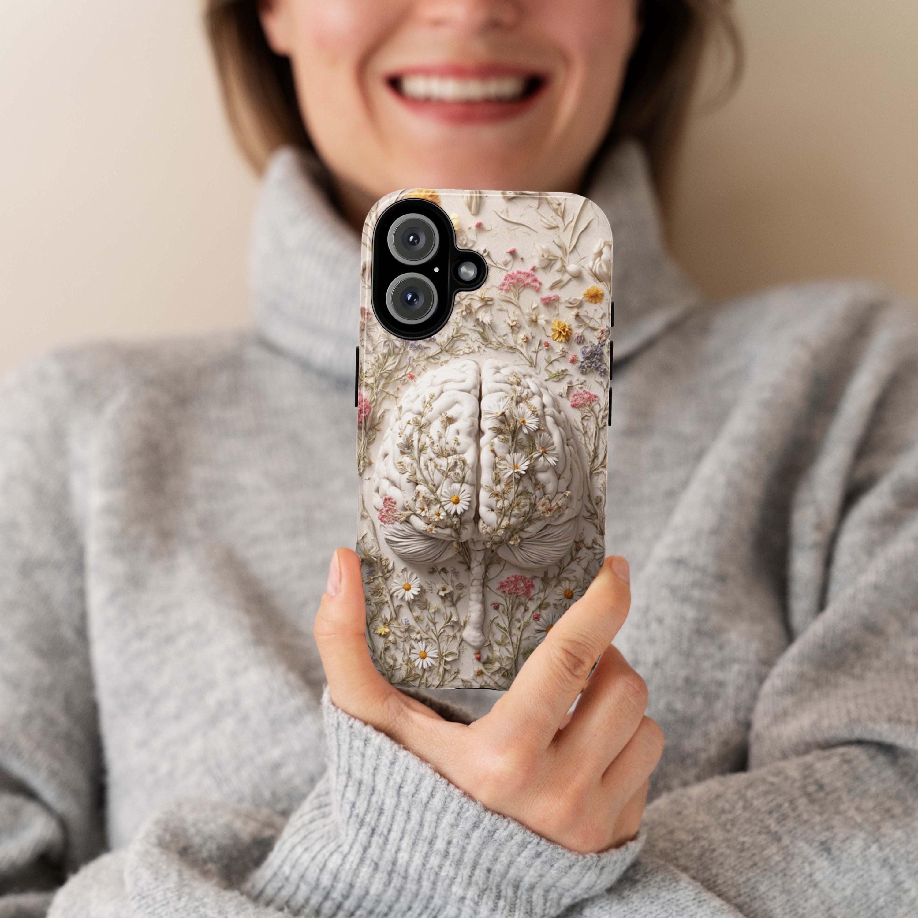 Anatomy Brain Floral Phone Case | Botanical Meadow Flowers Design | Artistica Medical Case for iPhone 17 16 Tough or Magsafe, Samsung, 430.2