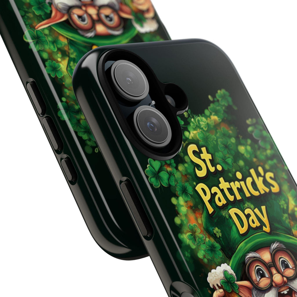 St. Patrick's Day Phone Case with Cute Gnome and Shamrocks, Lucky Irish Inspired Cover for iPhone 16, 15, Samsung Galaxy S24, 457.2