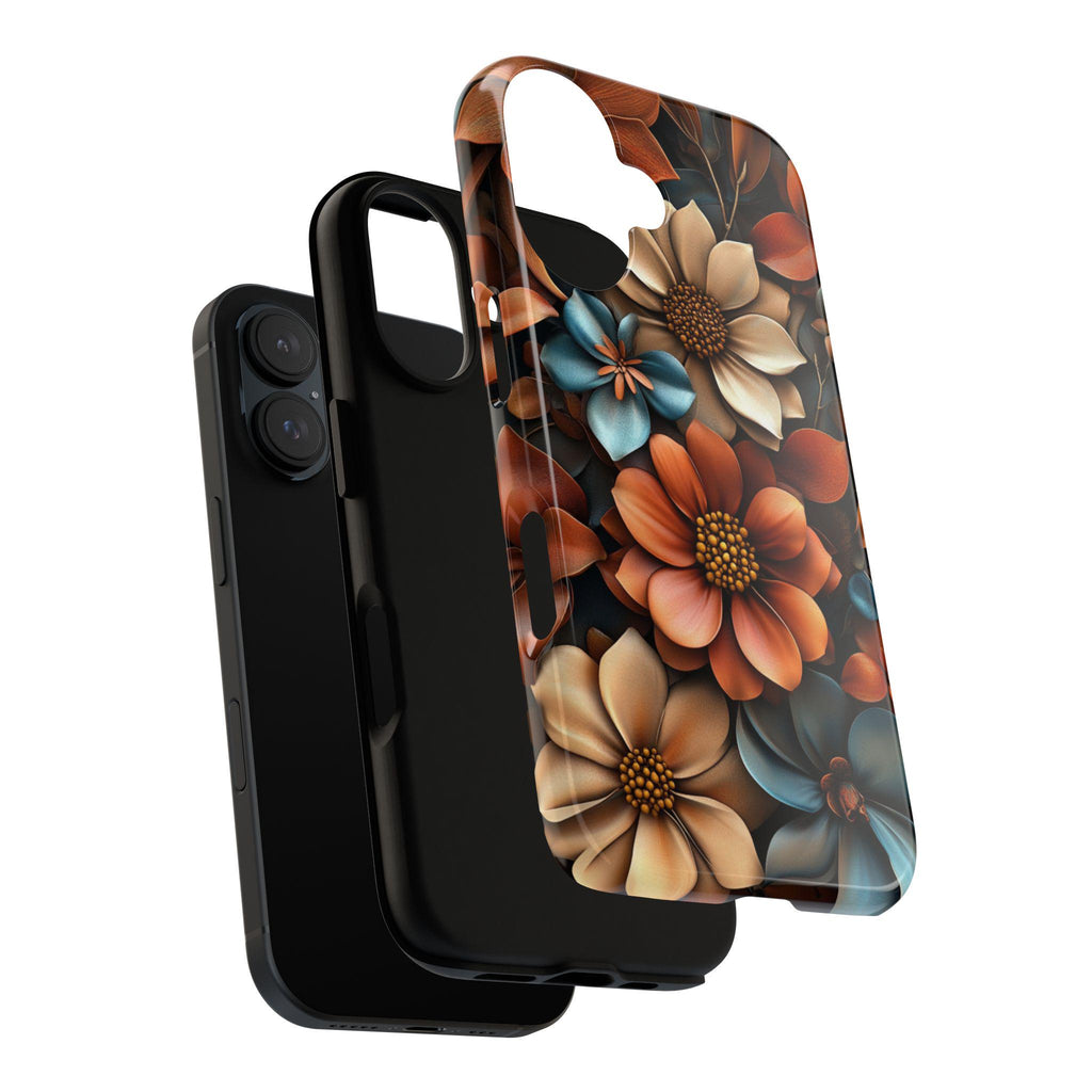 3D Rose Floral Phone Case, Anemone Floral Case, Bronze Beige Flowers Design for iPhone Magsafe 16, 15, 14, 13 & Samsung S24, Pixel 9, 439.33