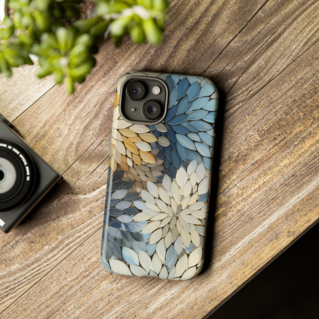 Pastel Floral Stained Glass Illusion Print Tough Phone Case for iPhone 16 15 14 13 Pro Max Plus, MagSafe or ToughCase, Galaxy, Pixel 9, 334