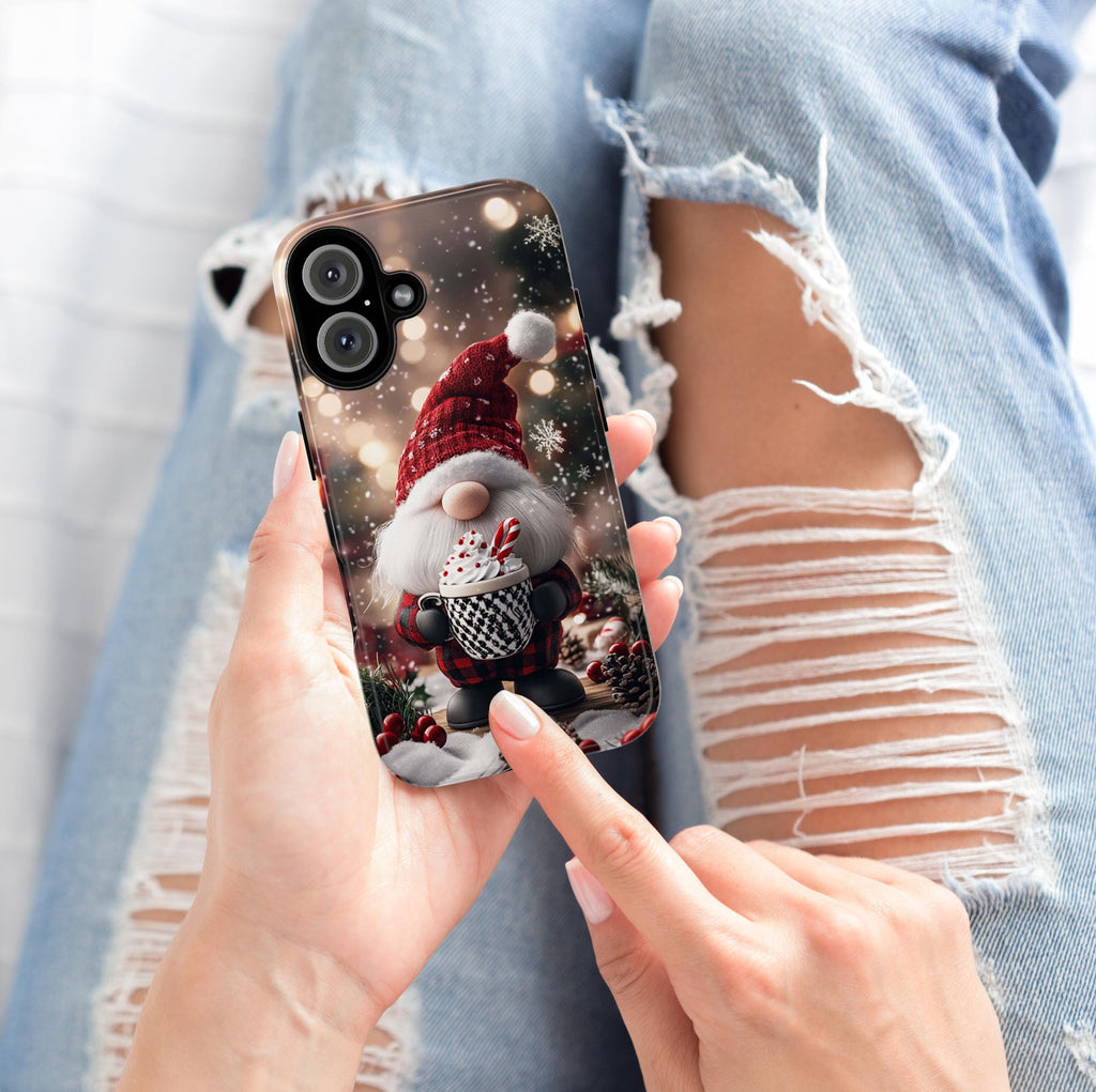Cozy Xmas Holiday Gnome Phone Case, Christmas Gnome & Winter Festive Holly Magsafe Case for iPhone 15 14 13 12 Pro Max, Samsung S24, 427.6
