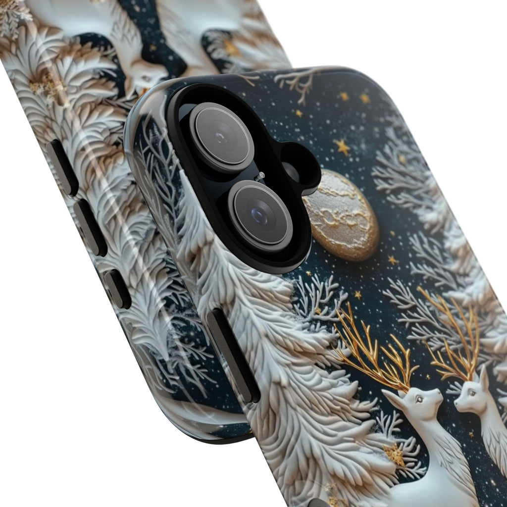 Winter Forest Reindeer Phone Case, Snowy Christmas Deer MagSafe for iPhone 16 15 14 13 12 Pro Max Plus, Samsung S24 Ultra, Pixel 8, 433.19