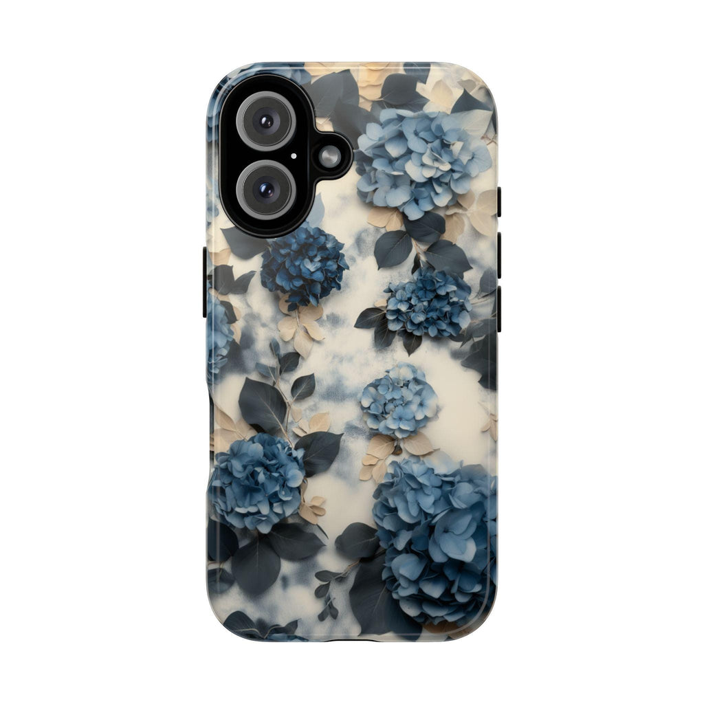 Blue Hydrangea Floral Phone Case Personalized Phone Cover fit for iPhone 16 Magsafe 15 14 13 12 Pro Max Plus, Samsung S25 Ultra, 428.2