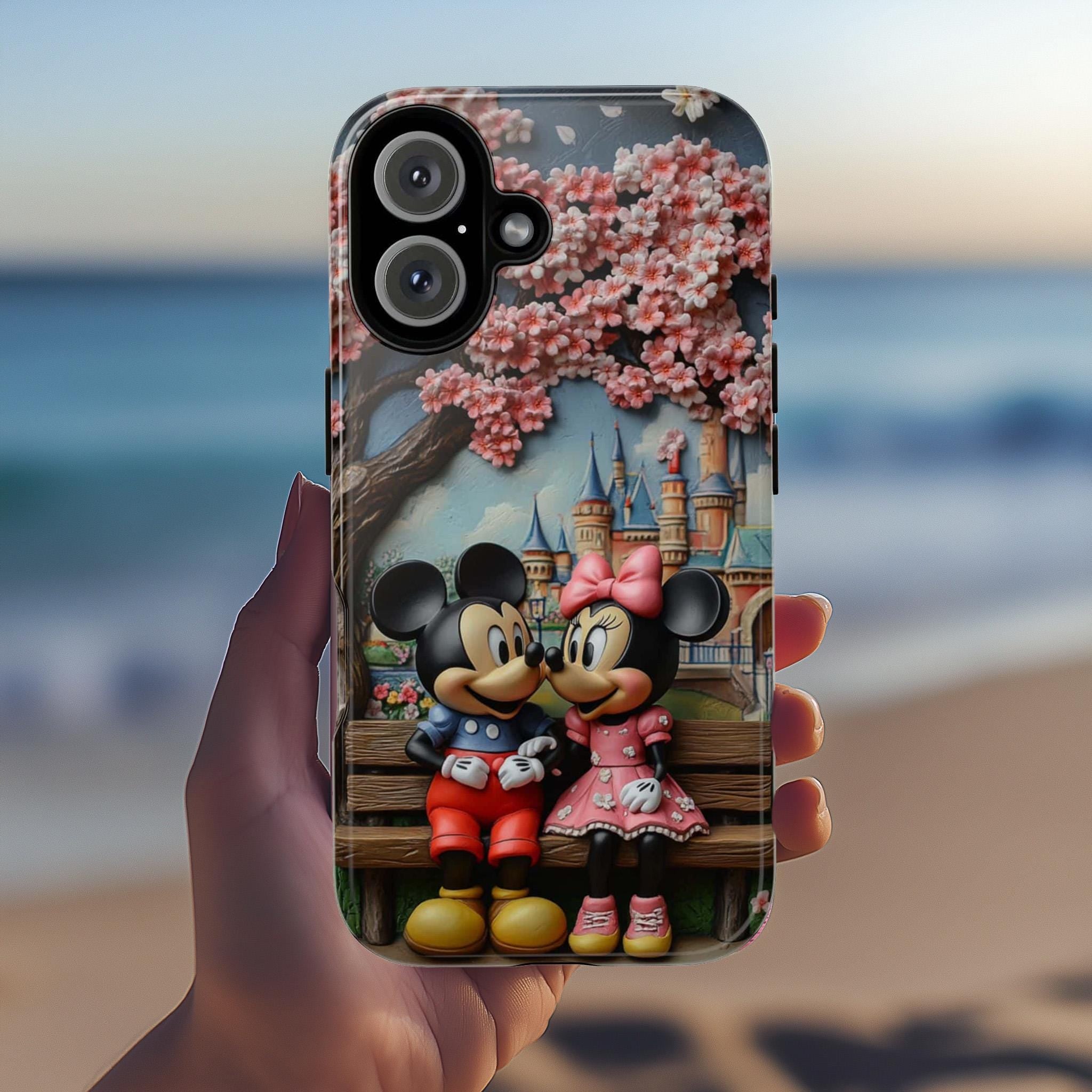 Japanese Cherry Blossom Mickey Minnie Phone Case, 3D Tokyo Disneyland Phone Cover for iPhone 16, 15, 14 Tough or Magsafe, Samsung, 442.45