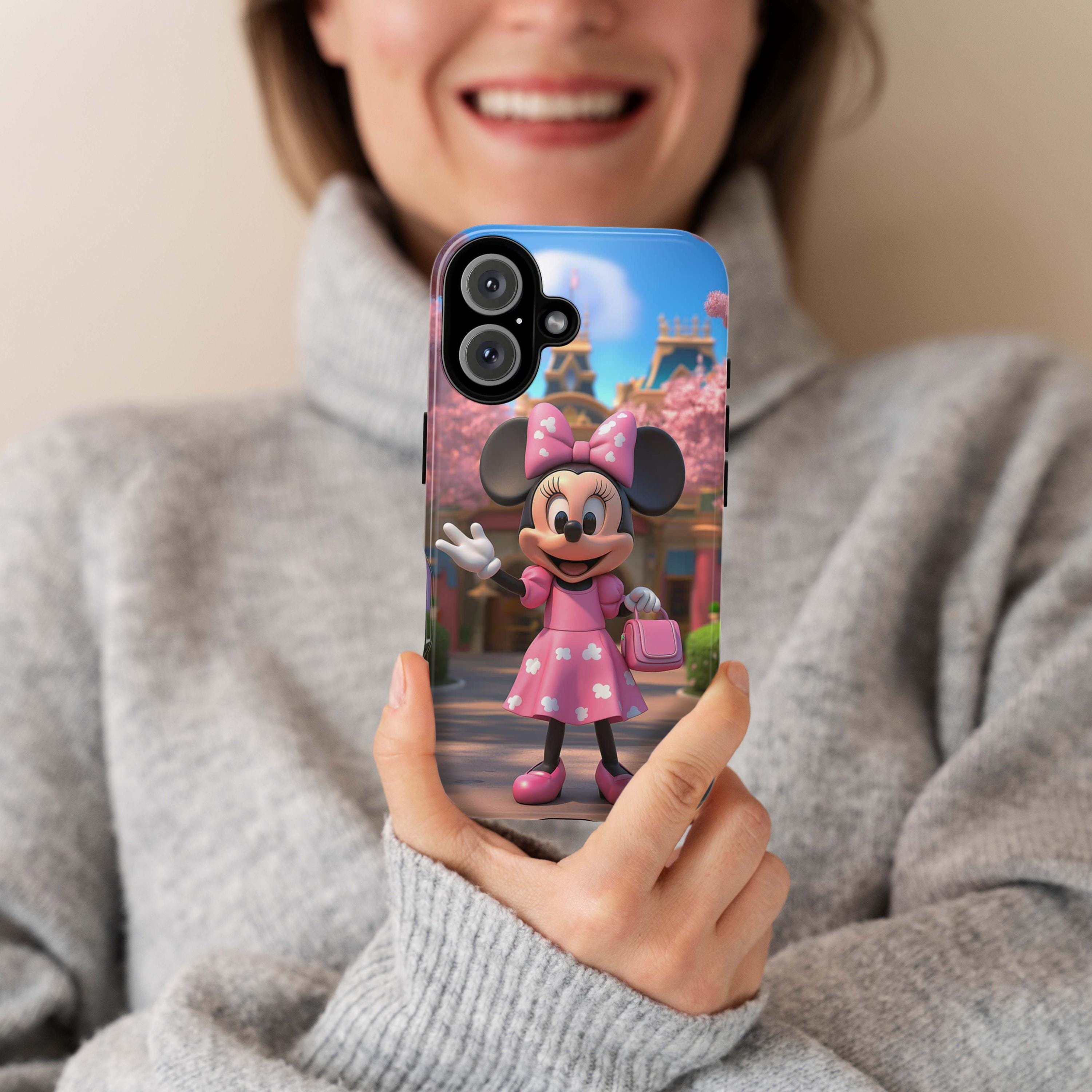 Cherry Blossom Minnie Mouse Phone Case, 3D Tokyo Disneyland Phone Cover for iPhone 16, 15, 14, 13 Magsafe & Samsung, Pixel, 442.42
