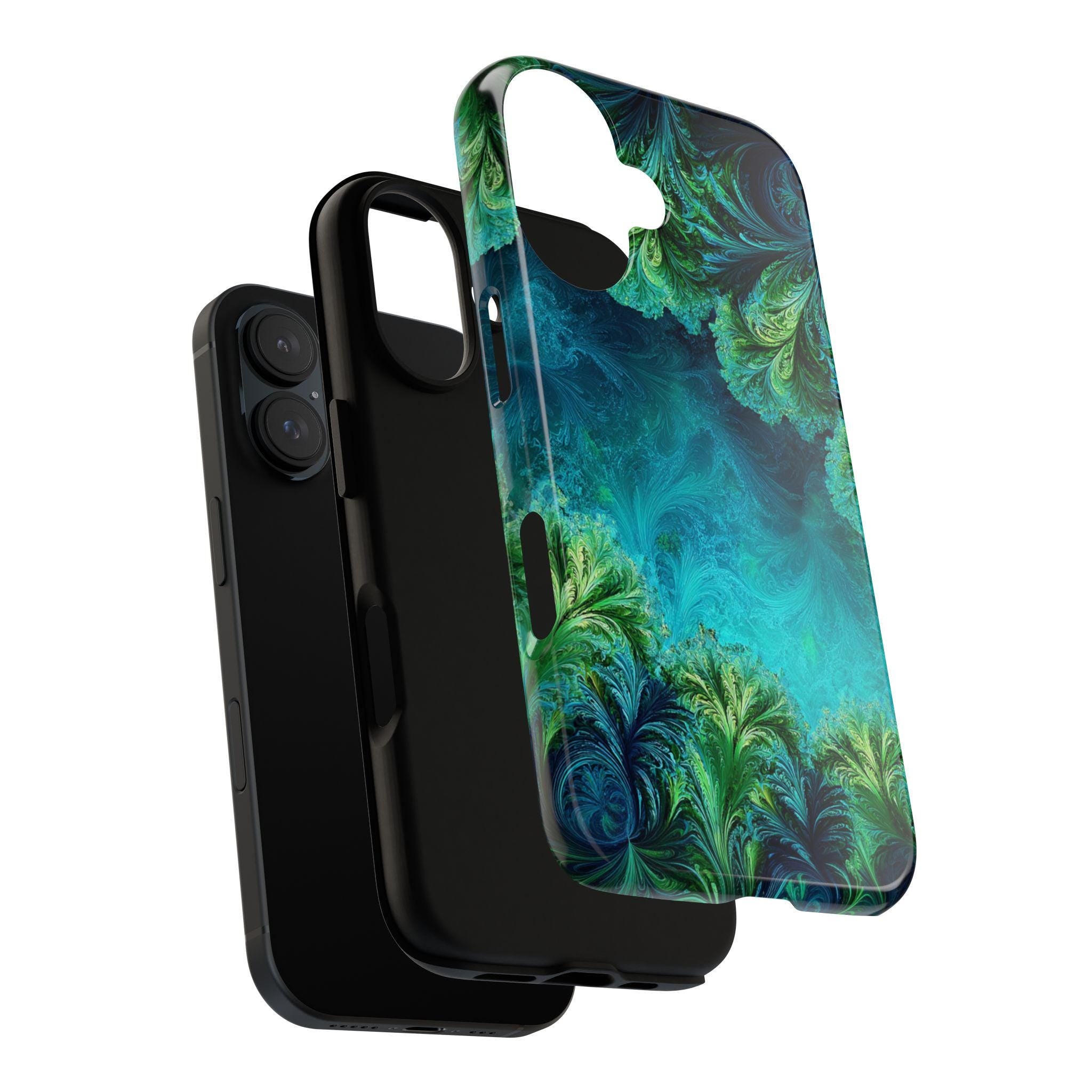 Tropical Ocean Landscape Phone Case, 3D Art Effect in Blue & Green Cover for iPhone 16 15 14 13 Tough or Magsafe, Samsung, 466.13