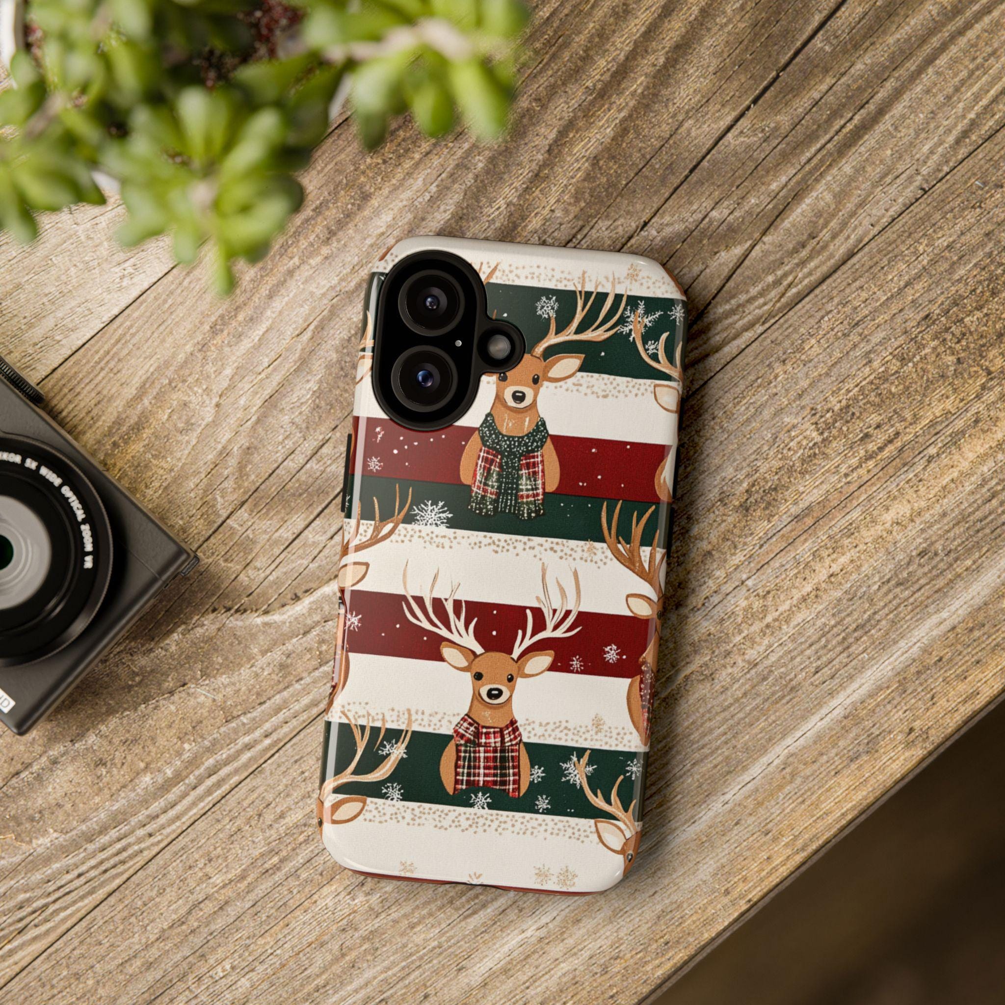 Cute Xmas Deer Phone Case, Winter Christmas Design with Rudolph Phone Case Magsafe Case for iPhone 15 14 13 Magsafe, Samsung S24, 426.4