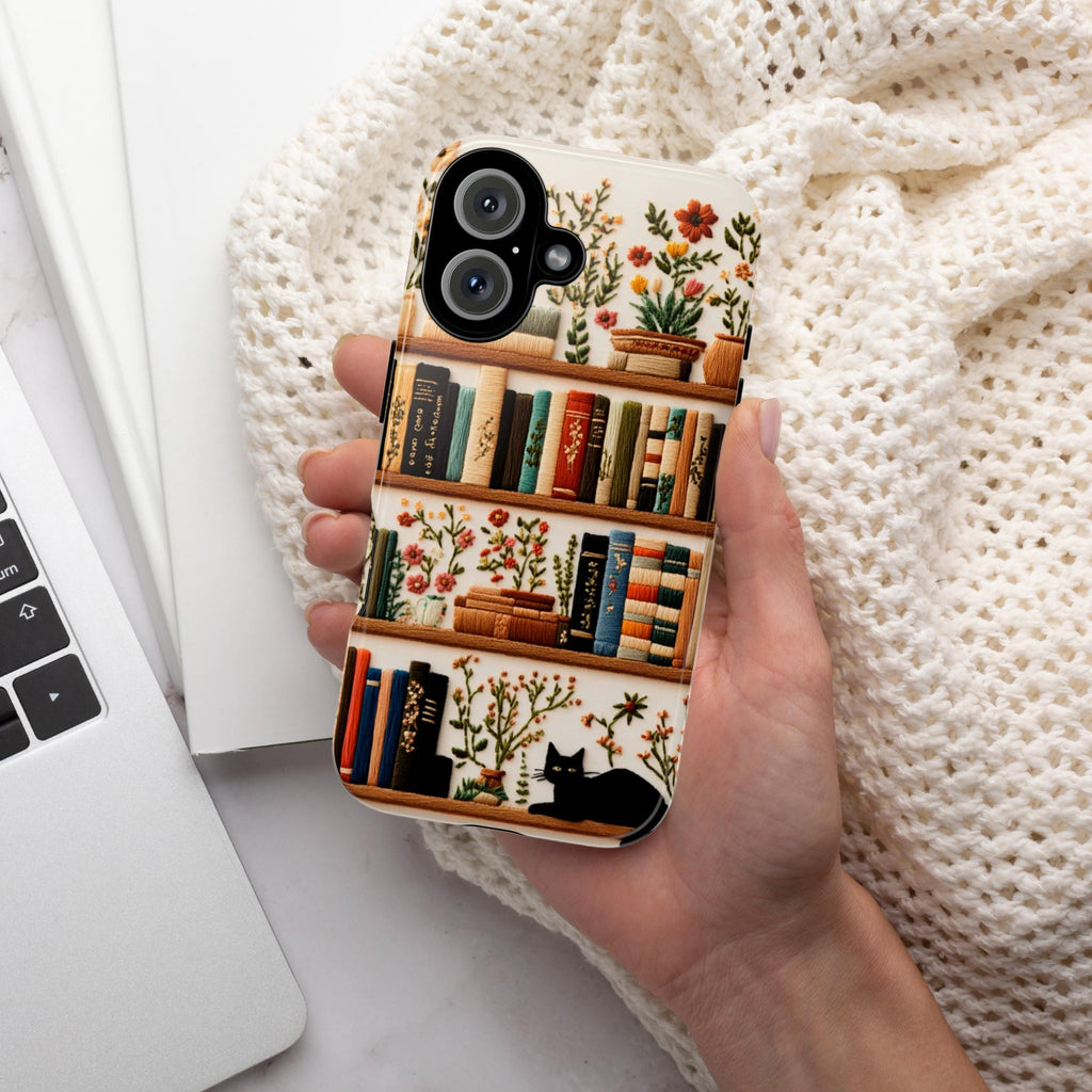 Botanical Floral and Books Phone Case for Book Lovers, Floral Design & Literary Aesthetic Case for iPhone Tough or Magsafe, Samsung, 423.25