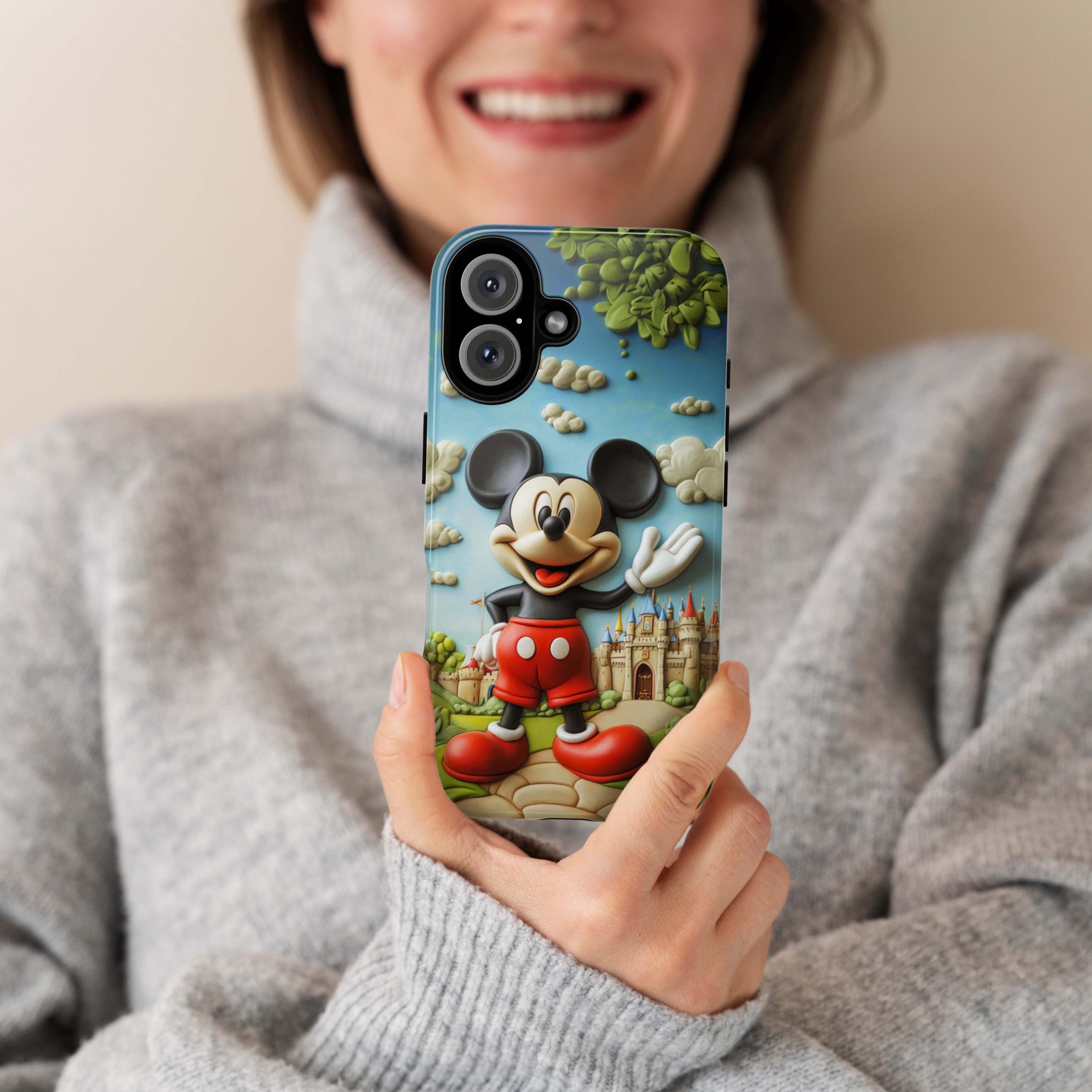 Mickey Mouse 3D effect Phone Case, Cartoon Mickey 3D Design, Disneyland Phone Case for iPhone 16 15 14 13 Pro Magsafe, Samsung S24, 442.1